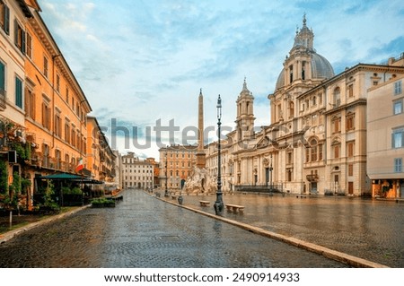 Piazza Navona in Rome, Italy. Rome Navona Square. Ancient stadium of Rome for athletic contests. Italy architecture and landmark. Piazza Navona is one of the main attractions of Rome and Italy