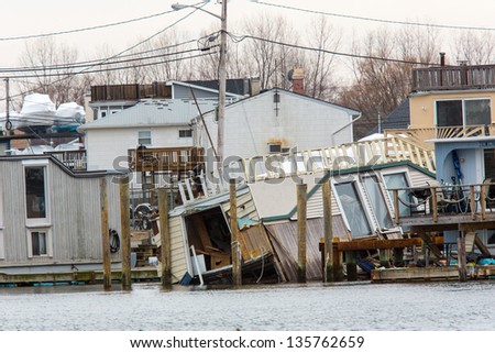 House Fallen into Bay in Nassau County after Hurricane Sandy