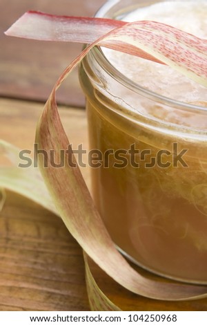Rhubarb jam in glass jar