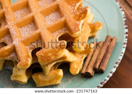 pumpkin waffles with cinnamon sugar