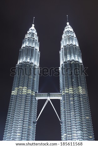 KUALA LUMPUR, MALAYSIA - JANUARY 18: Petronas Twin Towers on January 18, 2014 in Kuala Lumpur, Malaysia. Petronas Towers are twin skyscrapers and were tallest buildings in the world until 2004