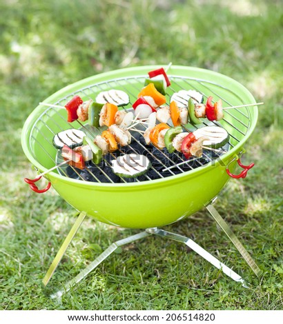summer garden party with grilled food