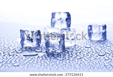 water drops and ice cubes
