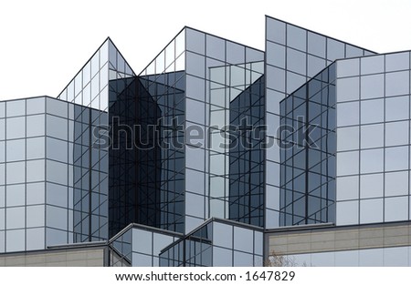 wide orientation of angular glass office building