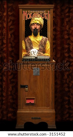 Automated vintage fortune teller vending machine with clipping path