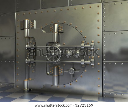 Opened Antique iron safe isolated on white background