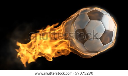 A Soccer Ball Thats On Fire Flying Through The Air Stock Photo 59375290 ...