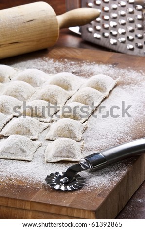 Preparing a batch of homemade ravioli