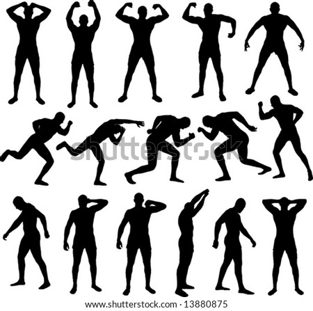 Silhouette Of Young Strong Handsome Man Stock Vector Illustration ...