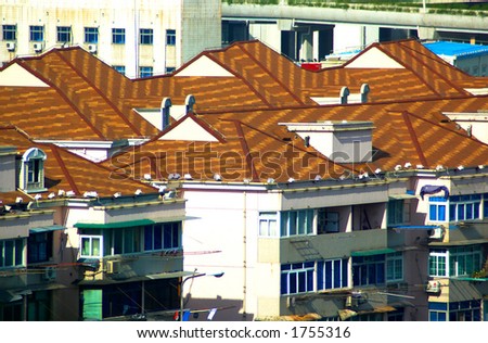 Colorful roof tops in Shanghai. More with keyword Group7.