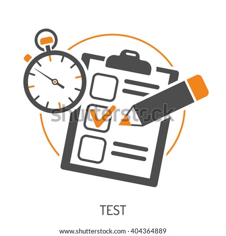 Education Flat Icon Set for Flyer, Poster, Web Site Like Test, Pencil and Stopwatch. Isolated vector illustration