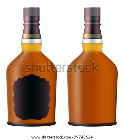 set of whiskey bottles realistic vector