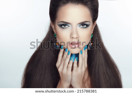 Fashion girl model. Manicured nails.