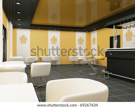Interior of Restaurant. Modern Bar. Comfortable Cafe.
