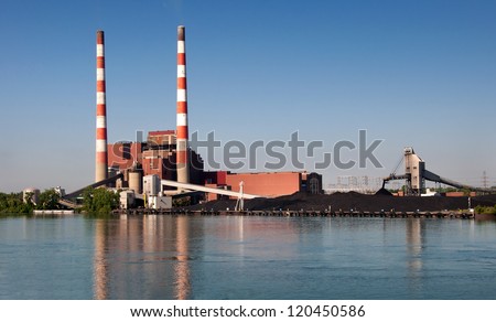 Coal Fired Power Plant On Detroit River Stock Photo 120450586 ...