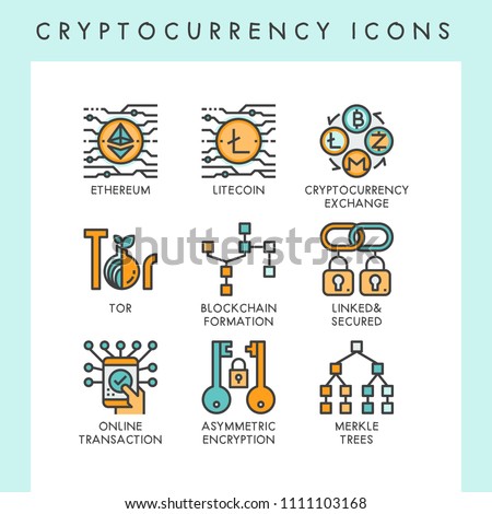 Cryptocurrency icons concept illustrations for web, app, website, report, presentation, etc.