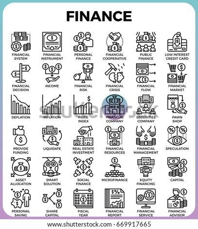 Finance concept detailed line icons set in modern line icon style for ui, ux, web, app design