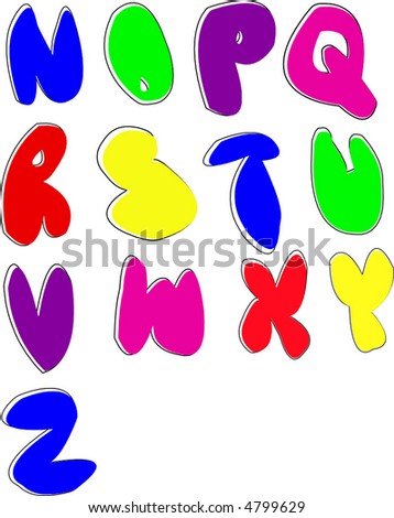 Scalable Juvenile Bubble-Letter Alphabet Stock Vector Illustration ...