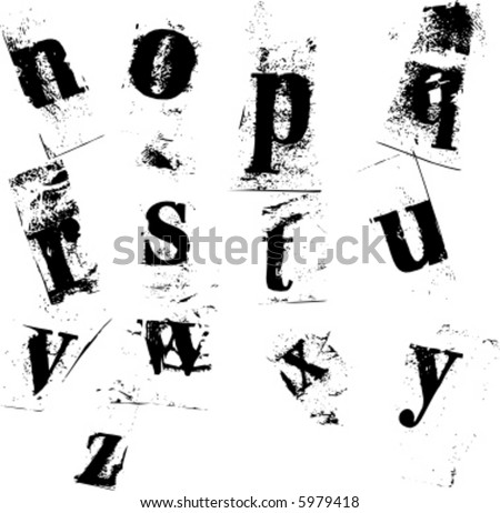 Lower Case Newspaper Cutout Letters N-Z Stock Vector Illustration ...