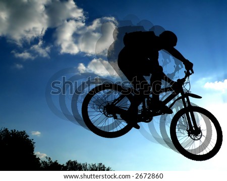 jump with a mountain bike - silhouette