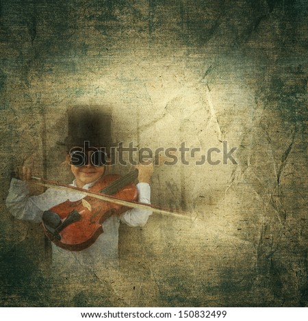 violin player old photo texture