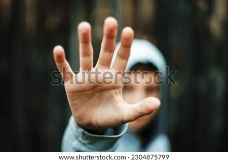 Similar – Image, Stock Photo Portrait about violence against women | Young woman symbolizes: No