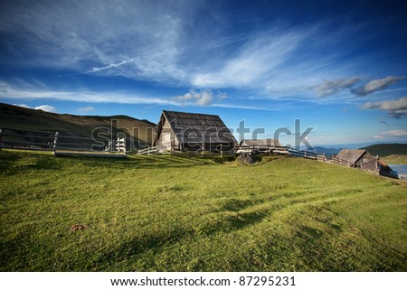 beautiful land scape with a hut