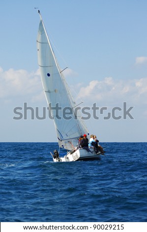 Racing yacht in a  Mediterranean sea