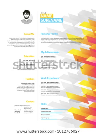 Creative simple cv template with colorful stripes in footer.