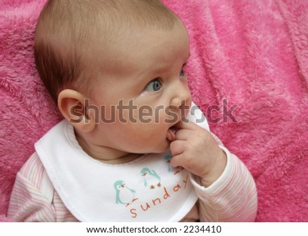 Similar – Image, Stock Photo Perplexed baby staring into the camera