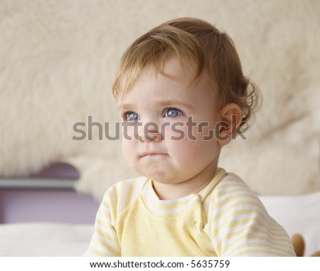 Similar – Image, Stock Photo Perplexed baby staring into the camera