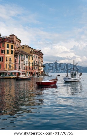 houses on the sea with boats in Portofino