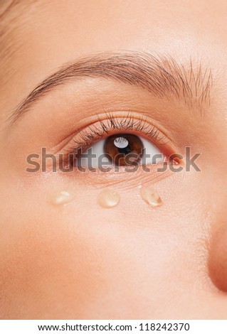Closeup shot of beautiful woman applying moisturizing cream for her eyes