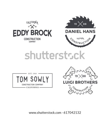 Construction Company Label and Badges. Vector