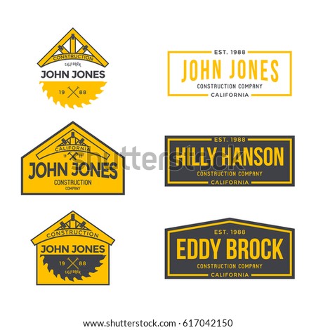 Construction Company Label and Badges. Vector