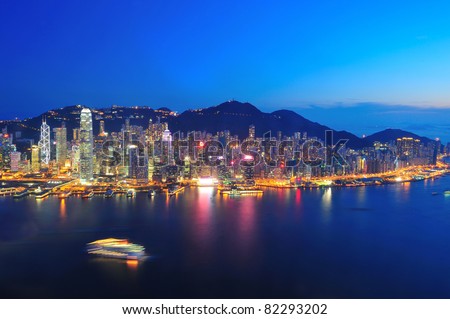 Hong Kong bay in twilight