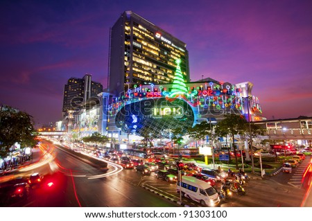 BANGKOK - DEC 20: MBK\'s most famous shopping mall in Thailand, organize Welcome to Christmas and New Year festival 2012 on December 20,2011 at \