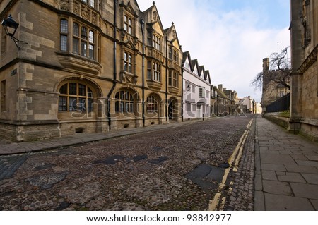 An old road in Oxford, Oxford university, England