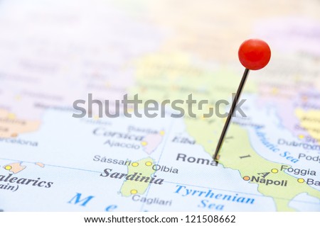 to mark Rome on world map at red pin