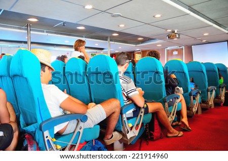 TREMITI ISLAND ITALY AUGUST 20 -tourists traveling on the ferry \