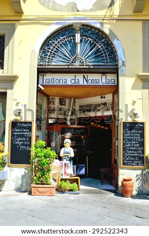 LUCCA, ITALY JUNE 28 typical and characteristic restaurant in the old town June 28 2015, Lucca Italy