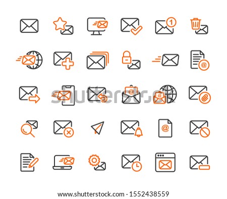 Email and Mail outline icon set. Vector and Illustration.