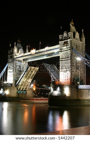 Tower Bridge at Night with Boat Motion