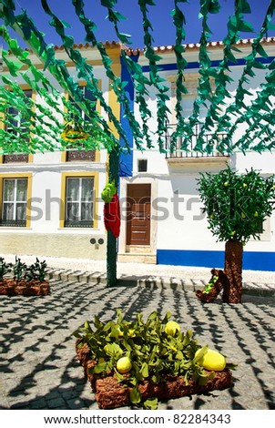 Flowery streets, traditional party, Redondo village, Portugal.