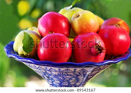 pomegranate and quince basket fruits
