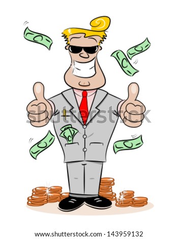 A Wealthy Successful Cartoon Businessman With Cheesy Smile Stock Vector ...