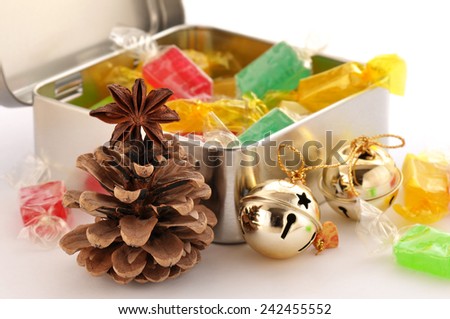 Box with sweet honey candy.