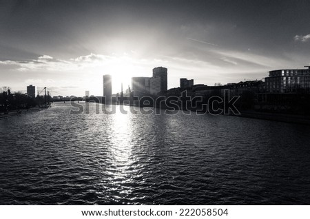 FRANKFURT, HESSE-February 12 : River view of Frankfurt am Main.Frankfurt is the largest city in the German state of Hesse and the fifth-largest city in Germany,February 12,2014 in Frankfurt, Germany.