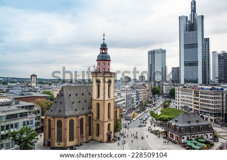 FRANKFURT, HESSE-July 11: Frankfurt am Main.Frankfurt is the largest city in the German state of Hesse and the fifth-largest city in Germany,July 11,2014 in Frankfurt, Germany.