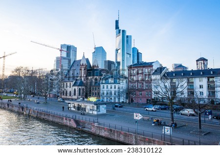 FRANKFURT, HESSE-February 12 : Old Town of Frankfurt am Main.Frankfurt is the largest city in the German state of Hesse and the fifth-largest city in Germany,February 12,2014 in Frankfurt, Germany.